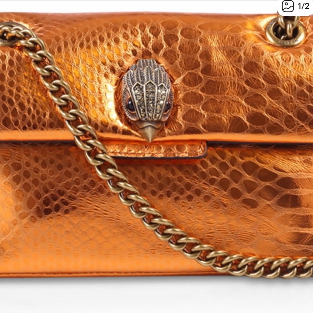 Kurt Geiger Vibrant Orange Croc-Embossed Crossbody
